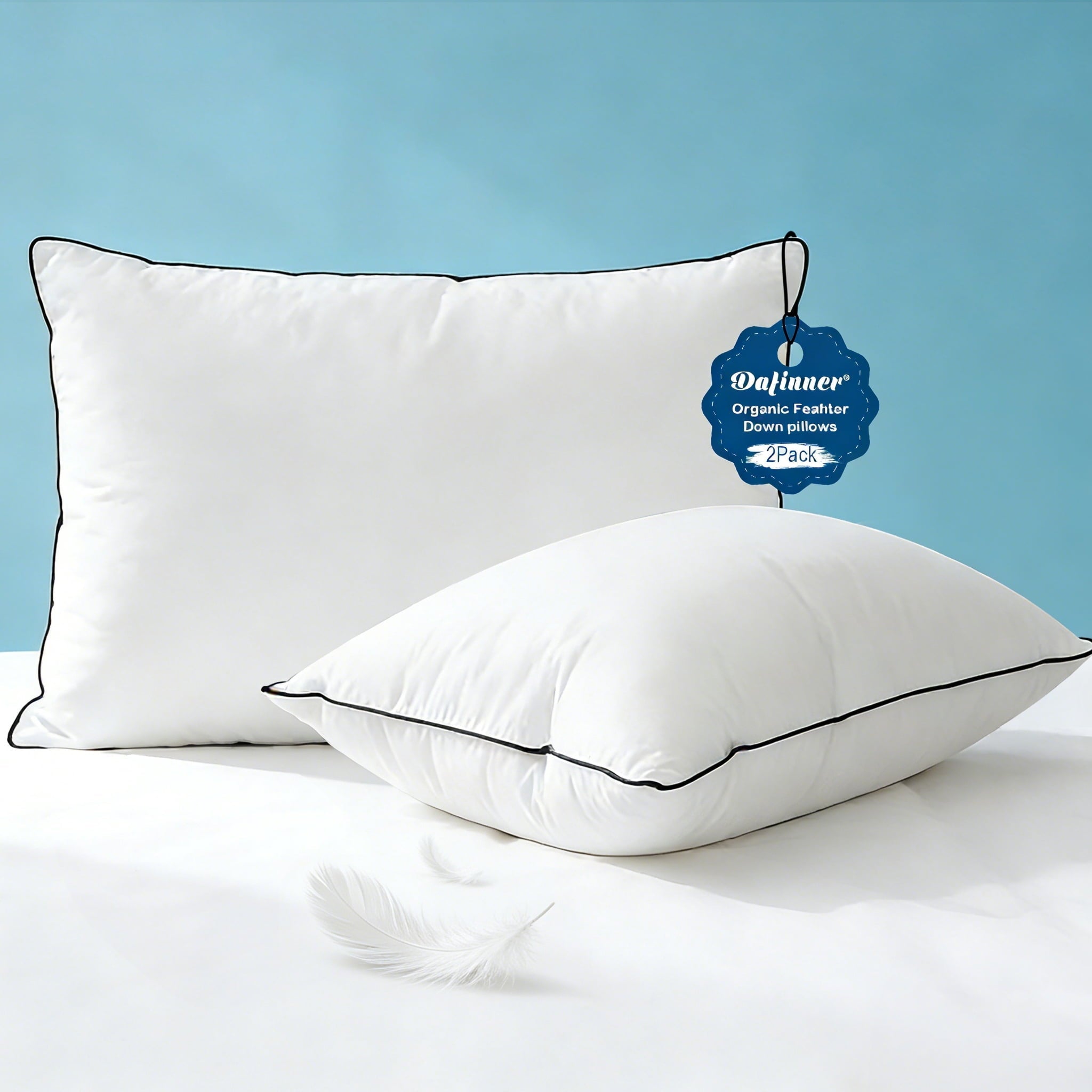 Ergonomic Memory Foam Hypoallergenic 3‑Chamber Goose Feather Down Core Bed Pillows, Standard Size Set of 2, With Microfiber Surround, Soft-... - Orthopedic Shredded Foam Bed Pillow Set - Default Title