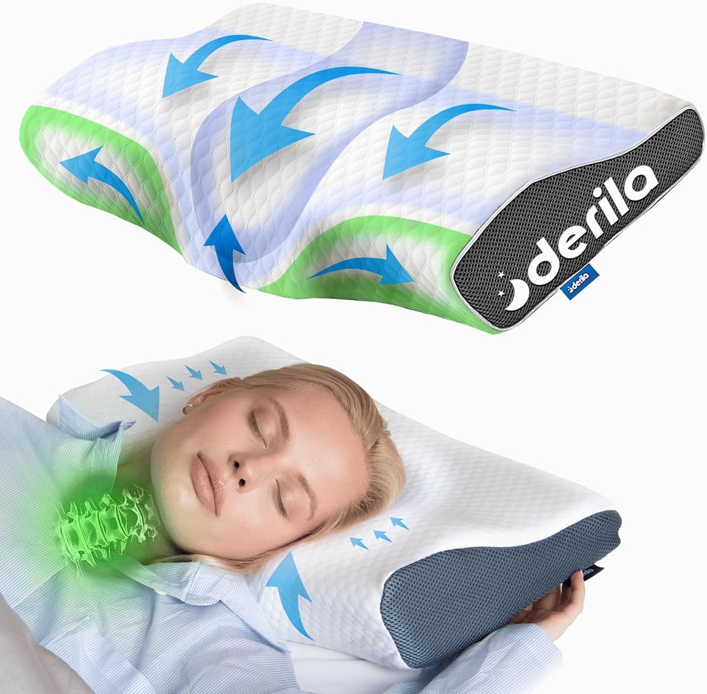 Orthopedic Support | Cervical Memory Foam Bed Pillow Standard | Neck, Shoulder Pain Relief | Improves Sleeping - Decorative Throw Pillow Cushion for Sofa & Bed - Default Title