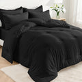 Luxurious Quilted 5-Piece Bed in Bag - Twin Size Comforter Sets, Pillowcases & Sheet Collection for Cozy Bedding Sets Black - Luxurious Quilted Duvet Cover Set - Default Title