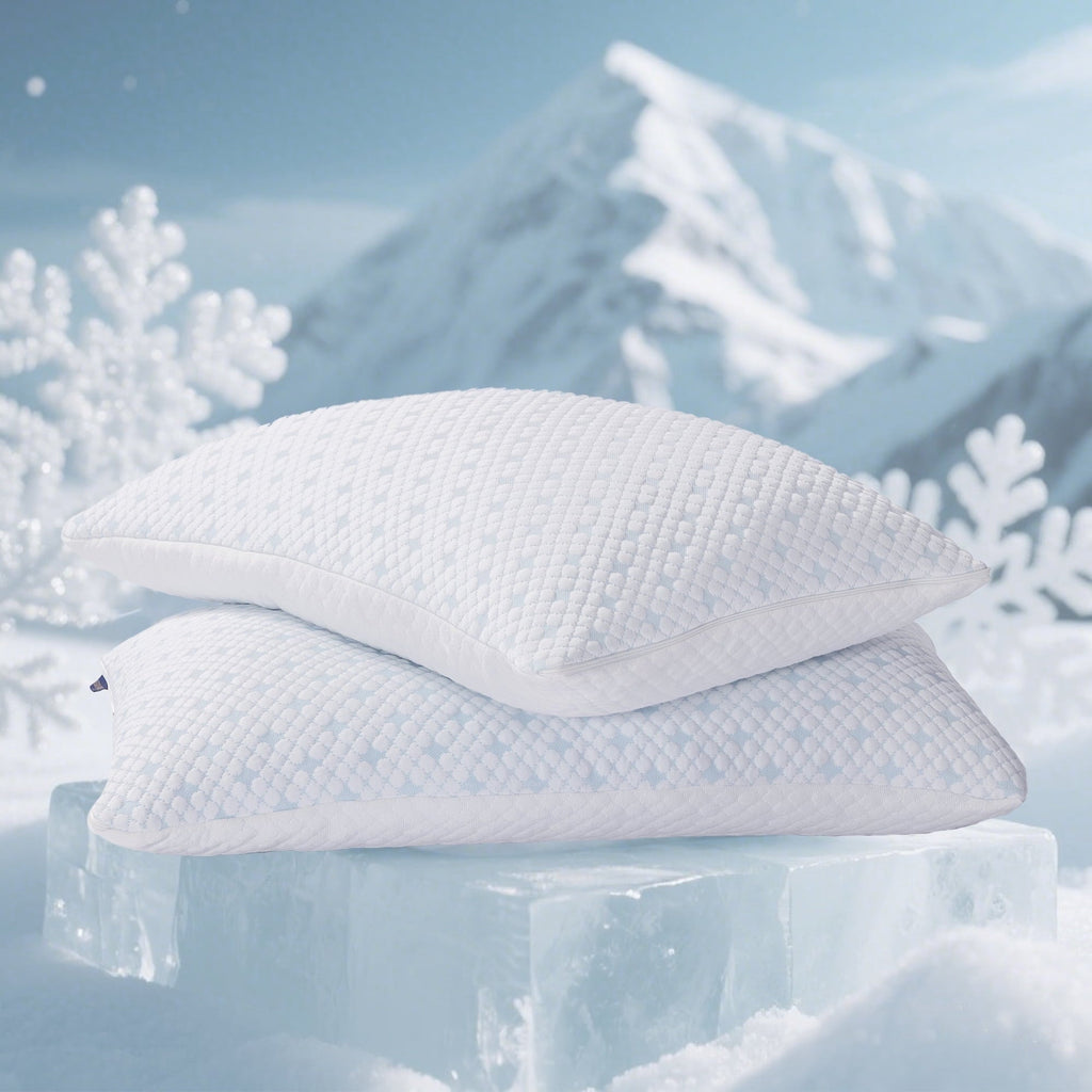 Fluffy Shredded 2-Pack Adjustable Cooling Bed Pillows, Shredded Memory Foam Pillows Set of 2, Standard Queen, Dual Sides - Ergonomic Memory Foam Pillow for Neck Pain Support - Default Title