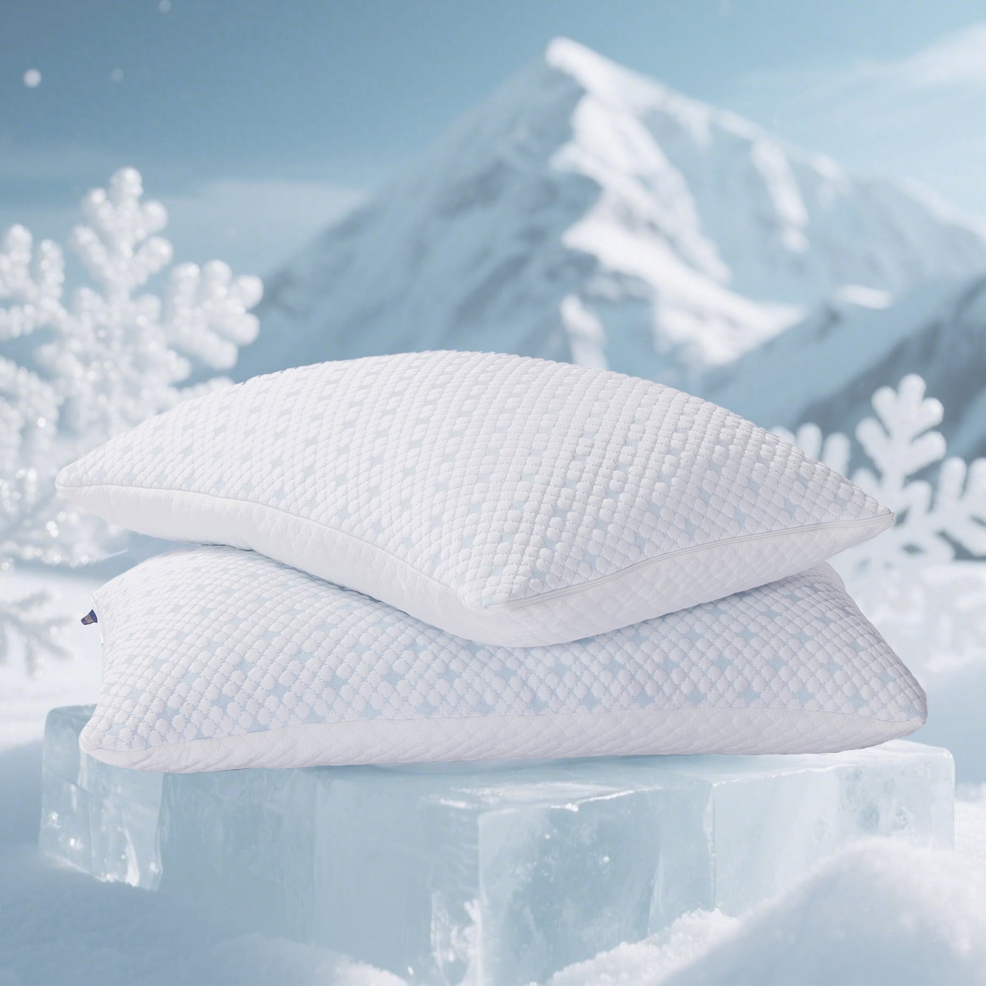 Fluffy Shredded 2-Pack Adjustable Cooling Bed Pillows, Shredded Memory Foam Pillows Set of 2, Standard Queen, Dual Sides - Ergonomic Memory Foam Pillow for Neck Pain Support - Default Title