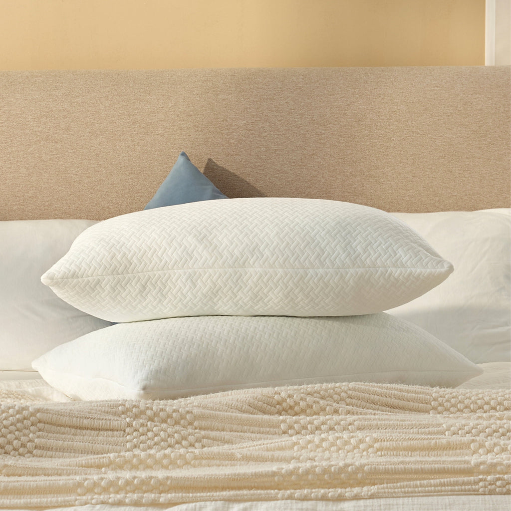 Ergonomic Memory Foam 2 Pack Bed Pillow, Shredded Gel Memory Foam Pillow, Standard Queen, Medium, Made in USA - Orthopedic Shredded Foam Bed Pillow Set - Default Title