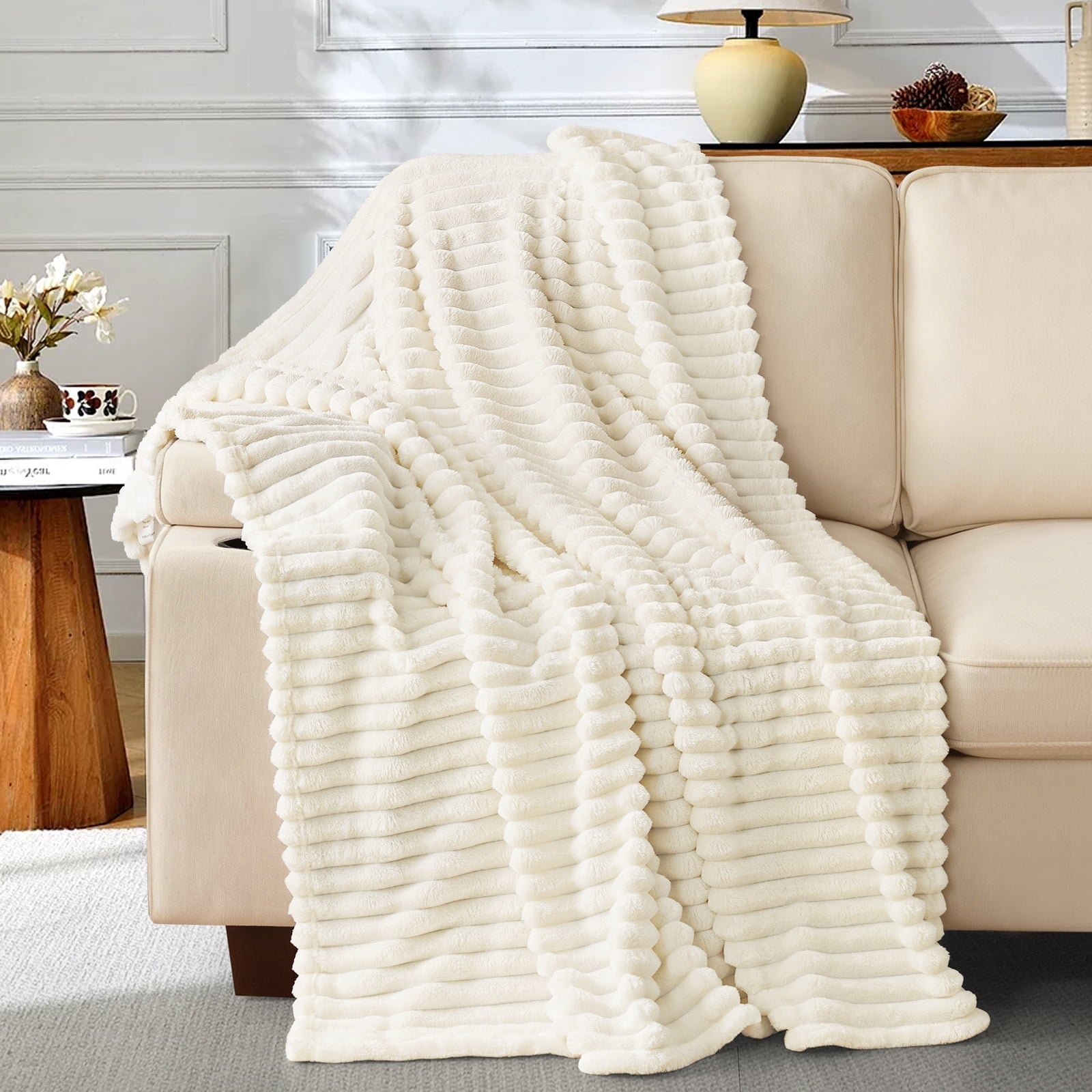 Reversible Sherpa White Fleece Throw Blanket for Couch, Super Soft Cozy Blankets and Throws, Decorative Fleece Blankets for Women Men G... - Cozy Fleece Throw Blanket for Couch & Bed - Default Title