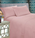 Premium Egyptian Cotton 4 Pieces Bed Sheet Set With Flat Fitted and 2 Pillowcases King-Dusty Rose - Cooling Hotel Quality Bedding Sheets and Pillowcases - Default Title