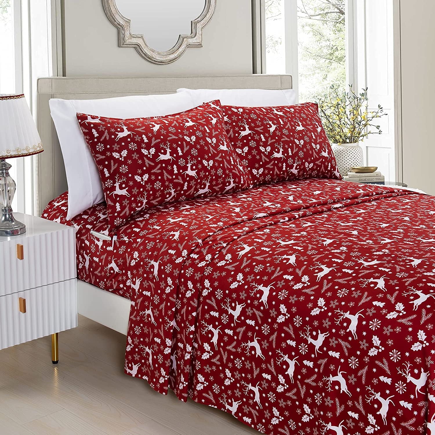 Premium Egyptian Cotton Luxury Soft Bed Sheets Holiday Pattern 1500 Thread Count Percale Egyptian Quality Softness Wrinkle and Fade Resistant... - Cooling Hotel Quality Bedding Sheets and Pillowcases - Default Title