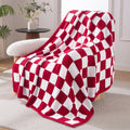Decorative Knitted Checkered Knit Throw Blanket, Ultra Soft Cozy Fluffy Checkerboard Blankets, Lightweight Fuzzy Plush Throw for Couch a... - Super Soft Reversible Sherpa Flannel Blanket - Default Title