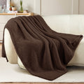 Reversible Sherpa Fuzzy Fleece Throw Blanket for Couch Sofa, Lightweight Fluffy Solid Velvet Blanket, 50x60 Inches, Coffee - Lightweight Plush Warm Blanket for All Seasons - Default Title