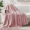 Cozy Fleece Plush Fuzzy Large Fleece Throw Blanket (50" x 70", Dusty Pink)- Soft, Warm and Lightweight - Luxury Knitted Decorative Throw Blanket with Fringes - Default Title