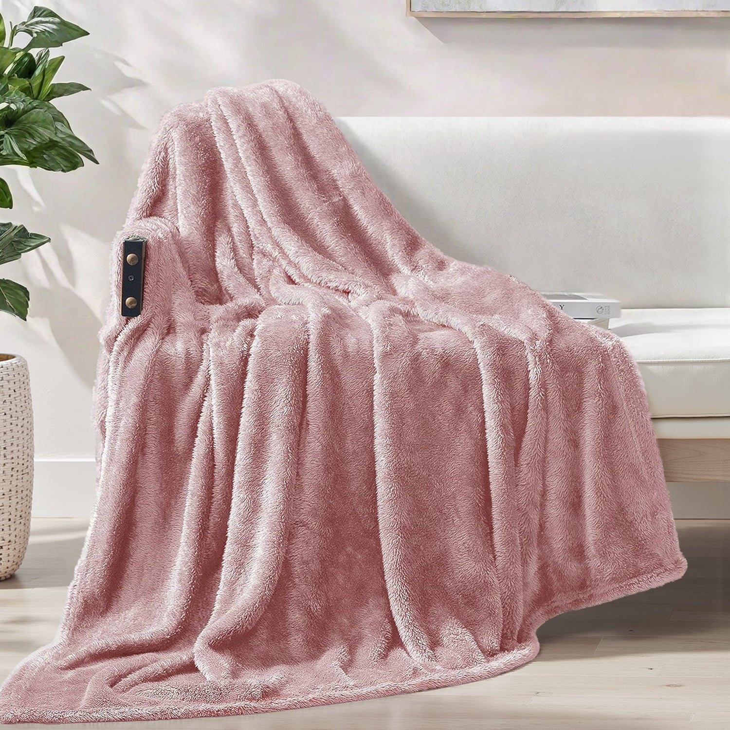 Cozy Fleece Plush Fuzzy Large Fleece Throw Blanket (50" x 70", Dusty Pink)- Soft, Warm and Lightweight - Luxury Knitted Decorative Throw Blanket with Fringes - Default Title