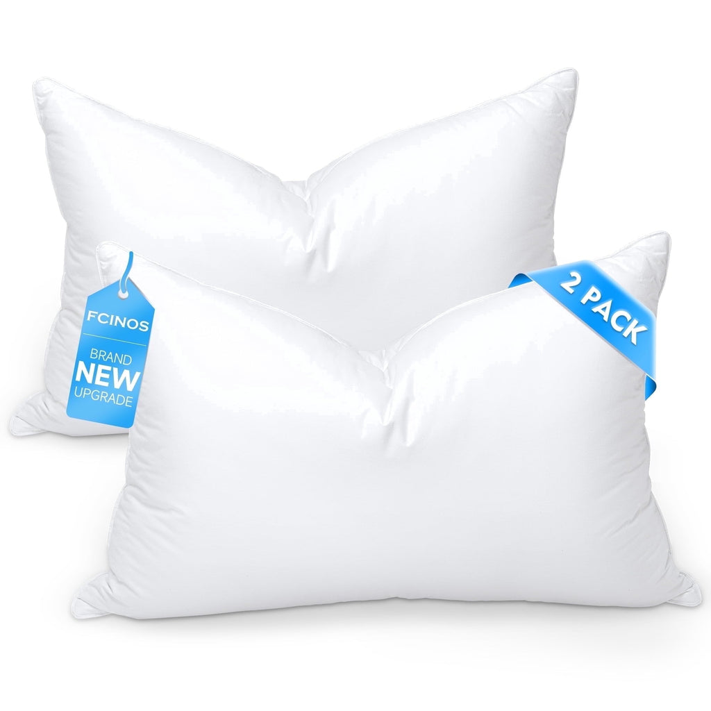 Decorative Plump Pillows and Bed Pillows Queen Size for Sleeping,With 2 Set of Soft Cotton Cover- Pack of 2 - Ergonomic Memory Foam Pillow for Neck Pain Support - Default Title