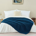 Super Soft Flannel Soft Knitted Throw Blanket 50" x 60" Navy Blue, Boho Chevron Farmhouse Throw for Bed Couch - Super Soft Reversible Sherpa Flannel Blanket - Default Title