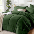 Luxurious Quilted Queen Comforter Set Forest Green Bed in a Bag Queen Size 7 Pieces Soft Bed Set Lightweight Microfiber Green Bedding C... - Hypoallergenic Ultra-Fluffy Quilt for Winter - Default Title