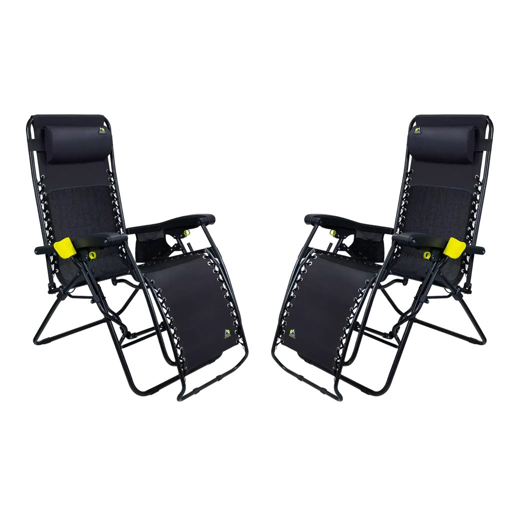 Low-Profile Freeform Zero Gravity Lounger Bundle - Choice 507 - Rust-Resistant Aluminum Sand-Friendly Lounge Chair - Black