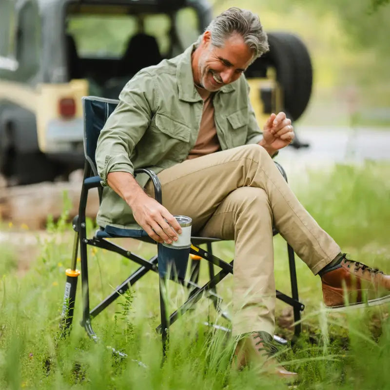 Patented Spring-Action Freestyle Rocker - Choice 711 - Heavy-Duty Kickback Rocker with Beverage Holder Detail