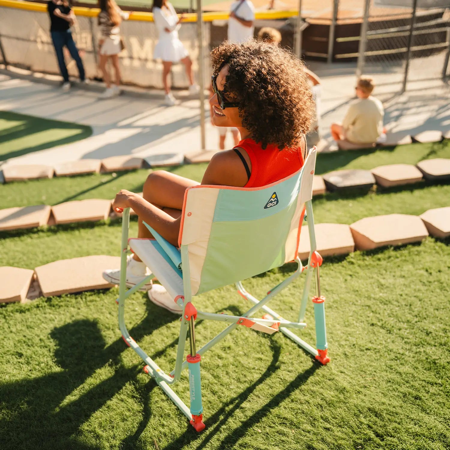 Patented Spring-Action Freestyle Rocker - Choice 711 - Heavy-Duty Kickback Rocker with Beverage Holder Detail