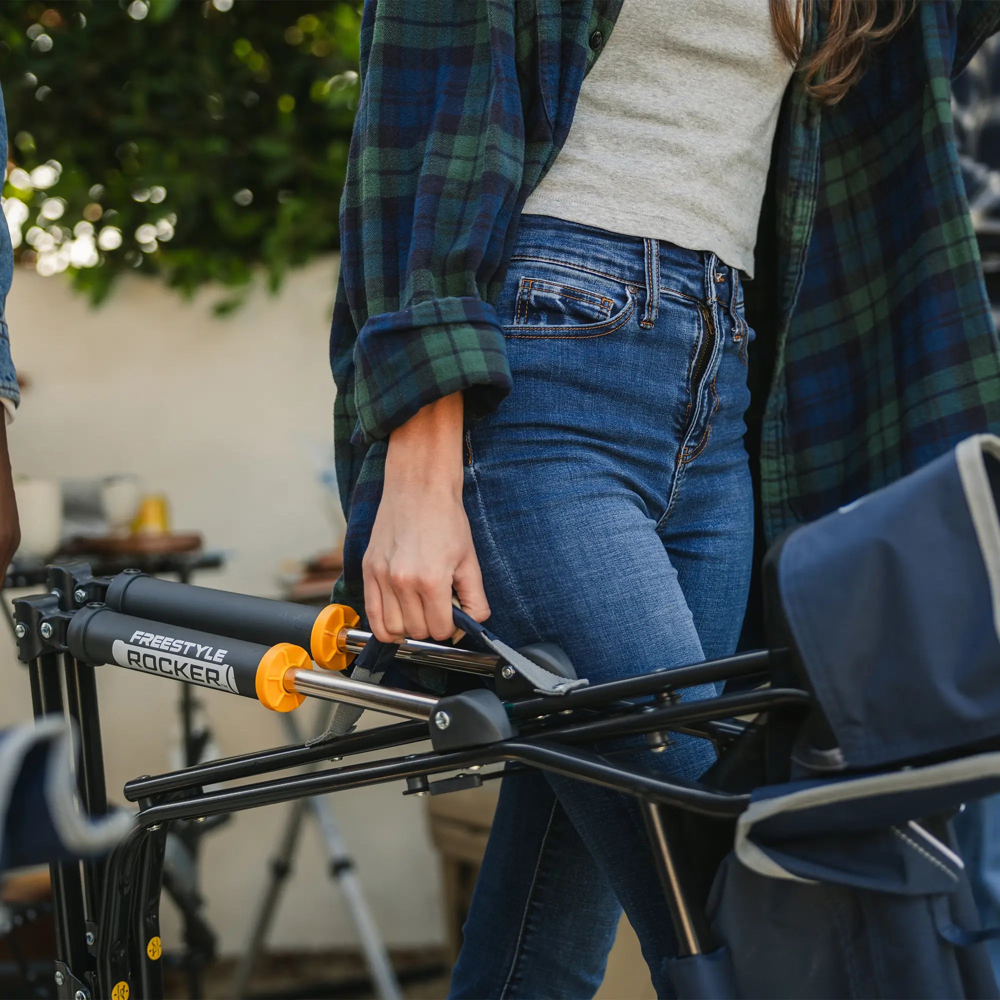 Patented Spring-Action Freestyle Rocker - Choice 711 - Heavy-Duty Kickback Rocker with Beverage Holder Detail