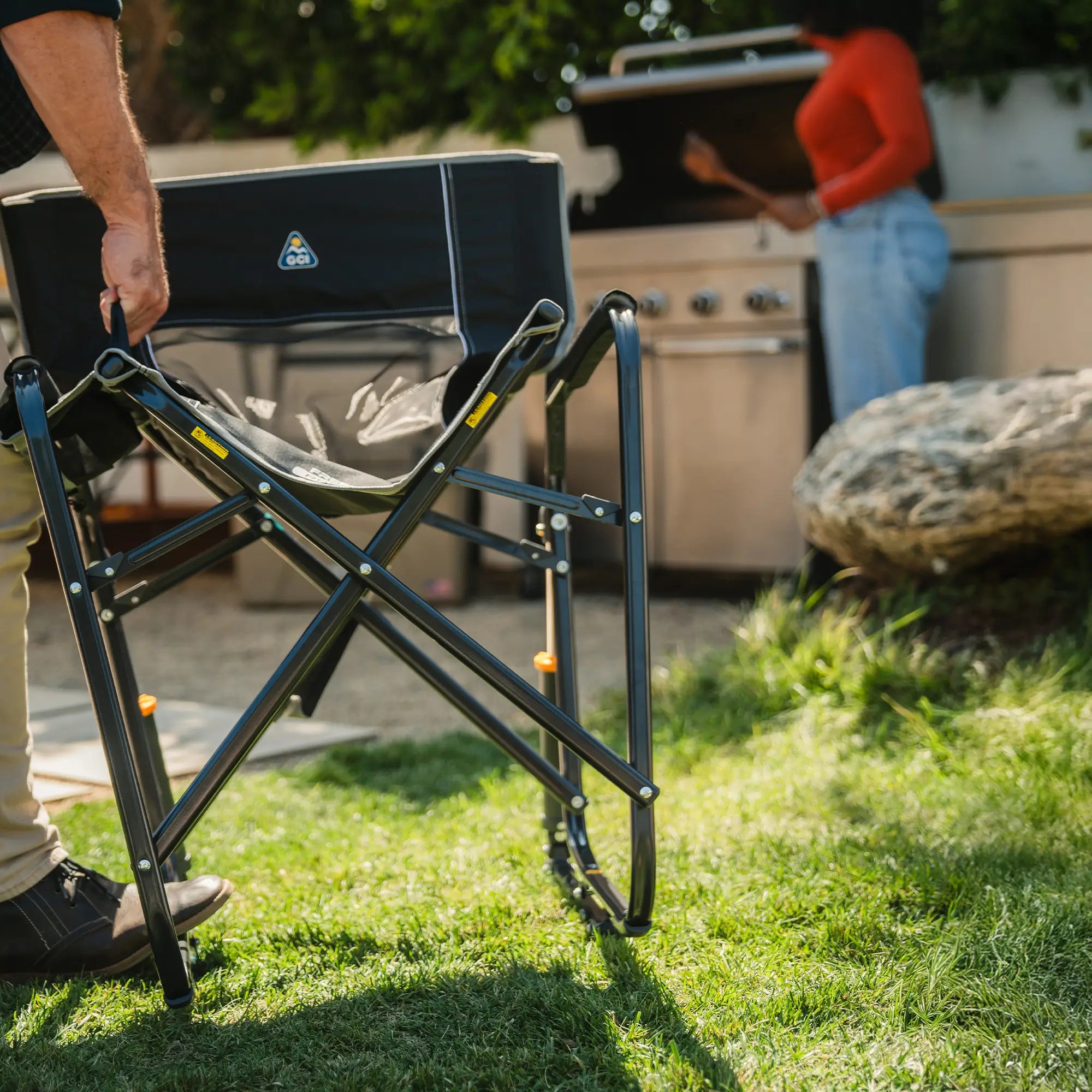Patented Spring-Action Freestyle Rocker - Choice 711 - Heavy-Duty Kickback Rocker with Beverage Holder Detail