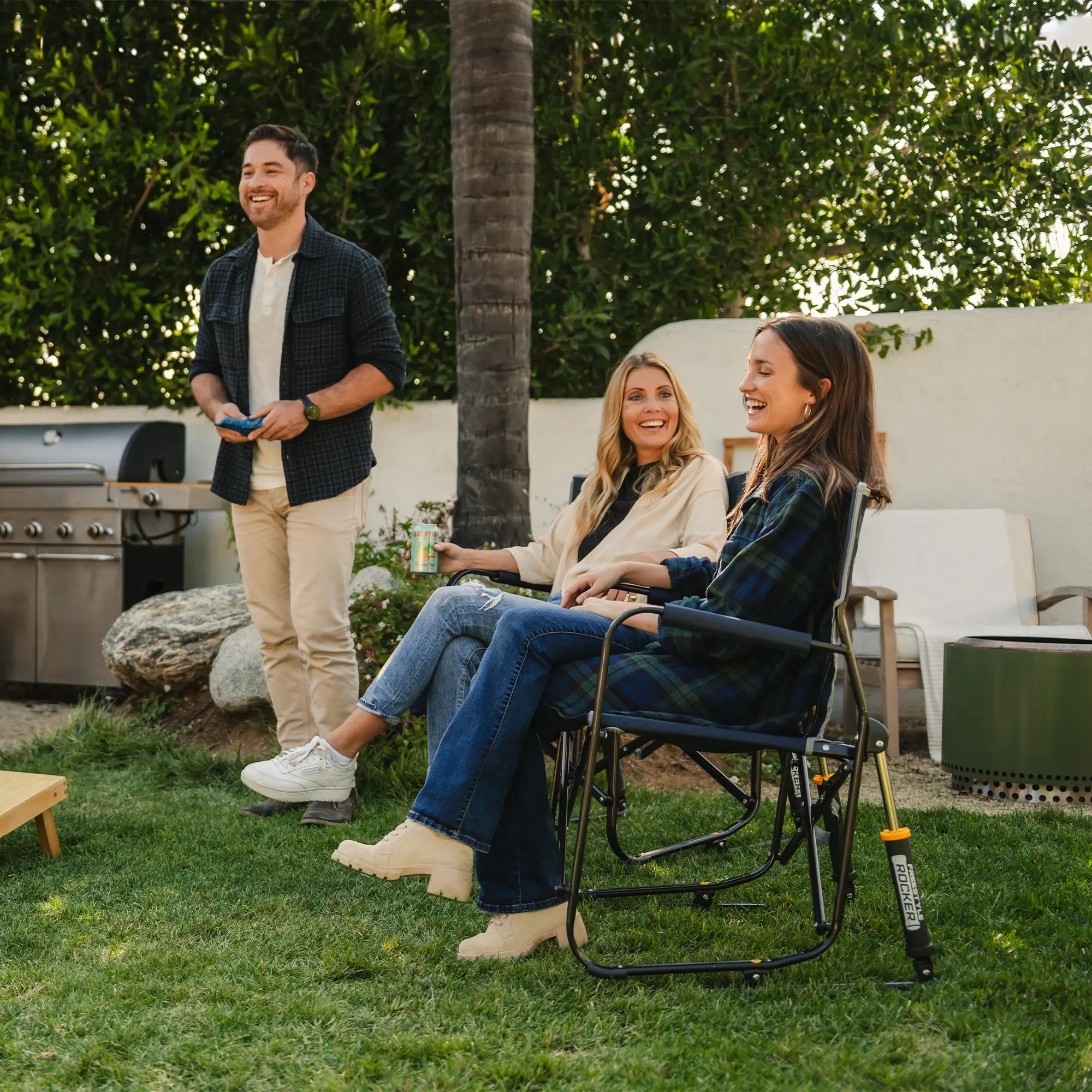 Patented Spring-Action Freestyle Rocker - Choice 711 - Heavy-Duty Kickback Rocker with Beverage Holder Detail