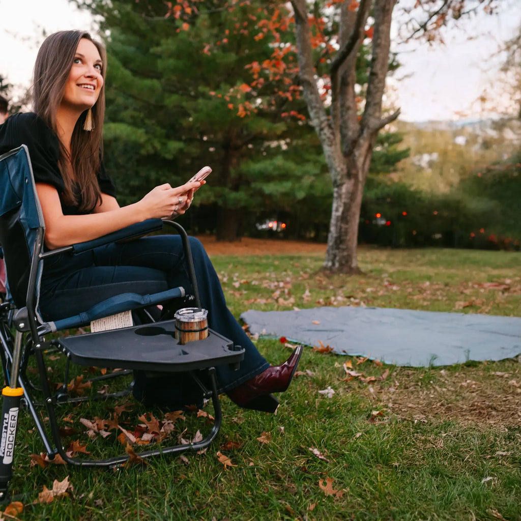 Heavy-Duty Freestyle Freestyle Rocker with Side Table - Choice 853 - Patented Spring-Action Rocking Chair for Camping Detail