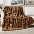 Decorative Knitted Leopard Print Throw Blanket Soft Cozy Fluffy Plush Cheetah Print Blanket for Home Decor,50"x60",Brown - Super Soft Reversible Sherpa Flannel Blanket - Default Title
