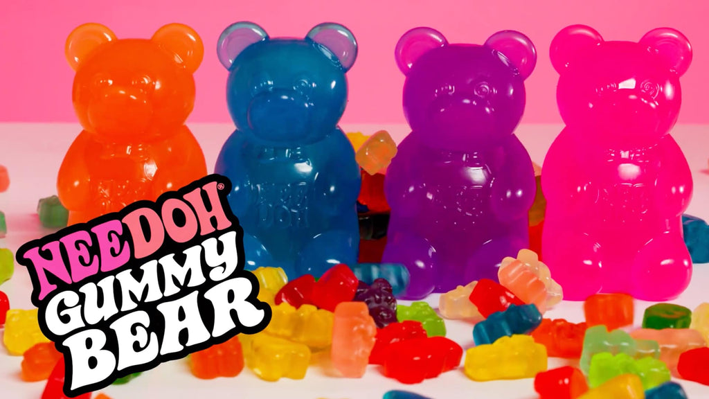 Purrfectly Squishy NeeDoh Gummy Bear | Edition Canyon Forest - Dino Character Malt-Gel Filled Sensory Glob Detail