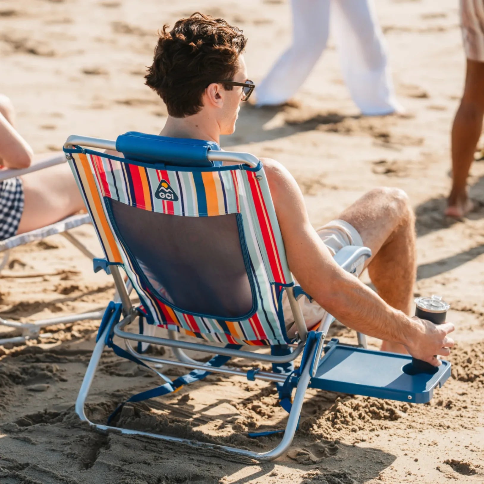 Low-Profile Big Surf with Slide Table - Choice 334 - Multi-Position Outdoor Beach Chair with Pillow Detail