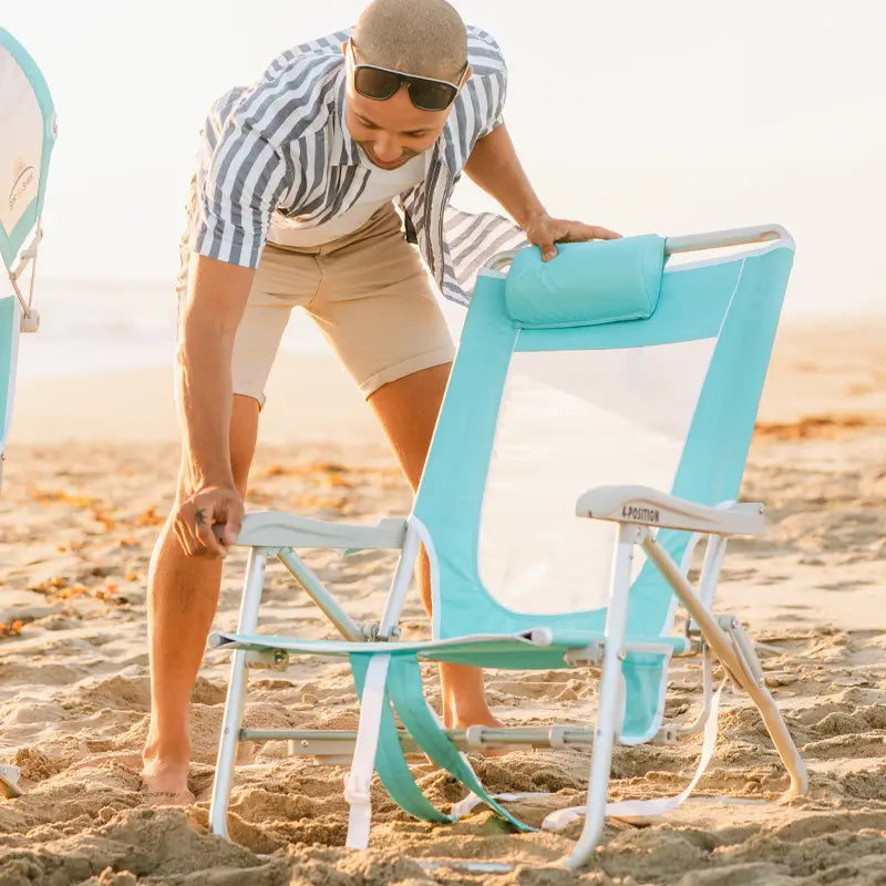 Low-Profile Big Surf with Slide Table - Choice 334 - Multi-Position Outdoor Beach Chair with Pillow Detail