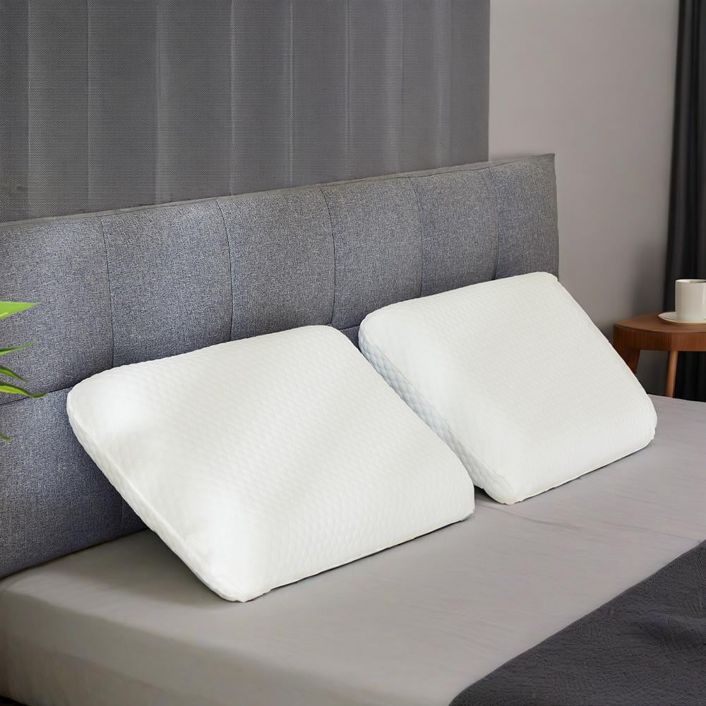 Fluffy Shredded Memory Foam Pillow for Sleeping, 24"D x 16"W x 4.7"H, Soft Supportive Hotel Pillow for Bed, Washable Cover, Set of 2 - Hotel Quality Plush Sleeping Pillows - Default Title