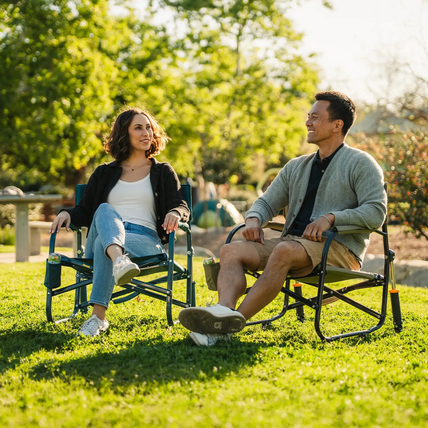 Premium All-Weather Grab & Go Rocker - Choice 551 - Heavy-Duty Kickback Rocker with Beverage Holder Detail