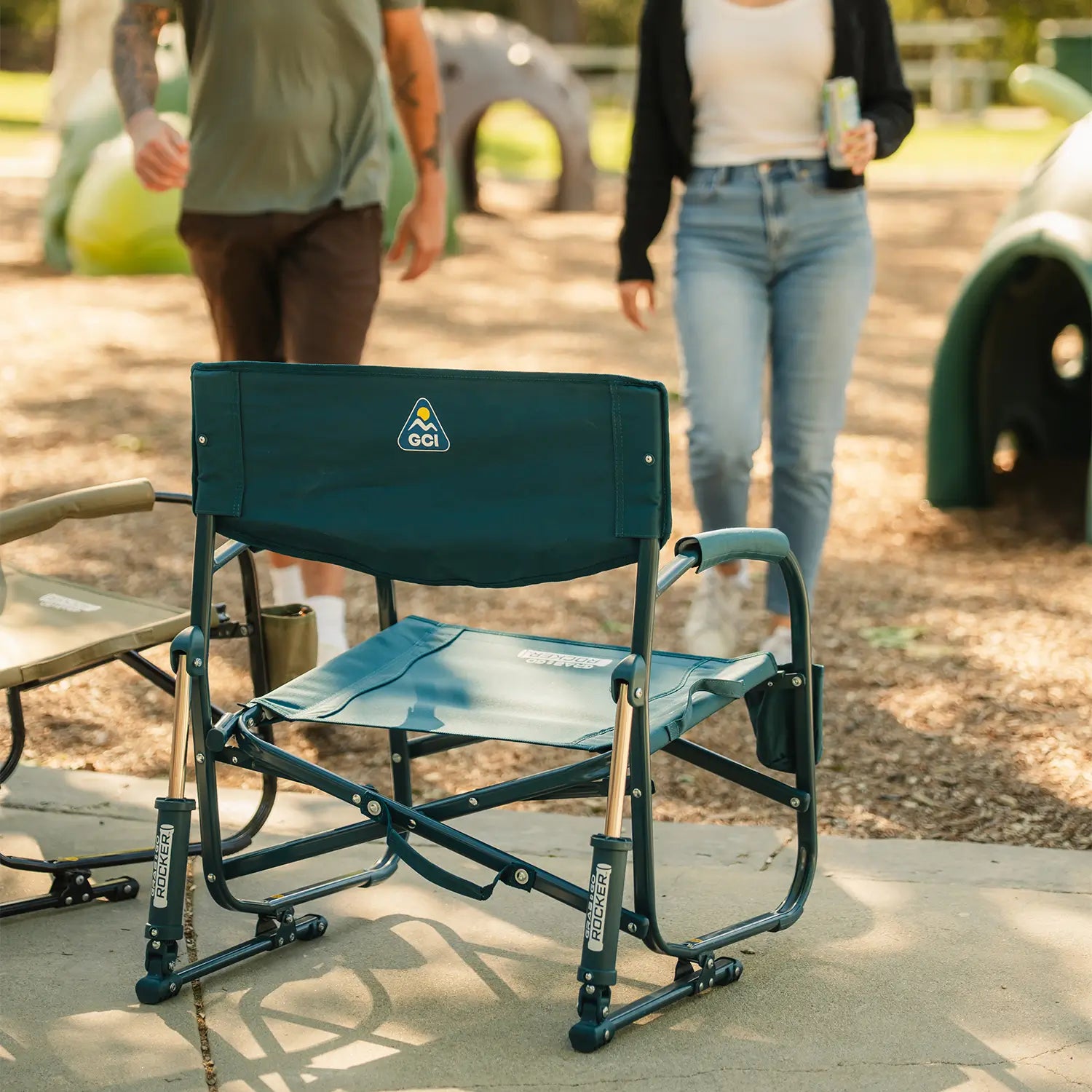 Premium All-Weather Grab & Go Rocker - Choice 551 - Heavy-Duty Kickback Rocker with Beverage Holder Detail