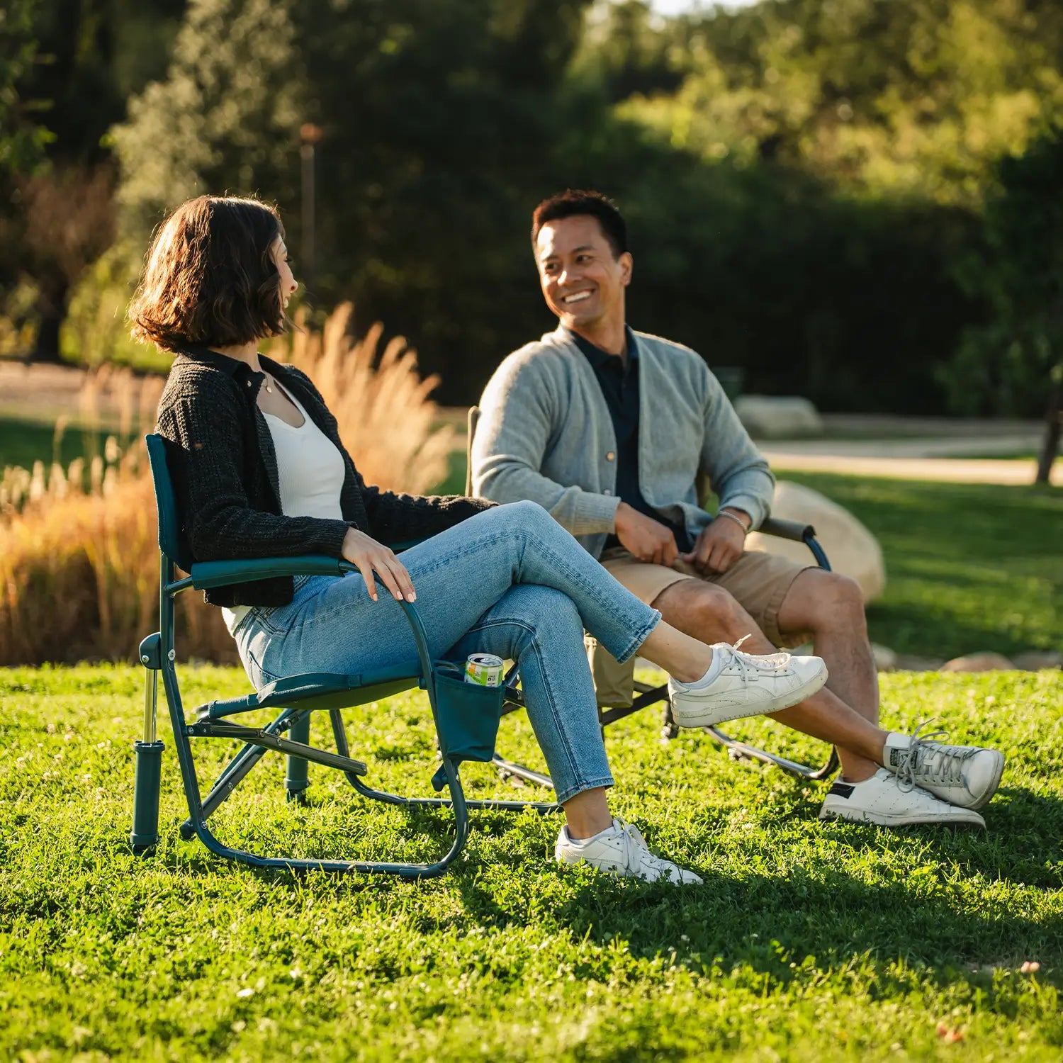Premium All-Weather Grab & Go Rocker - Choice 551 - Heavy-Duty Kickback Rocker with Beverage Holder Detail