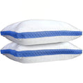Decorative Plump Gusseted Quilted King Size Bed Pillows Set of 2, Blue Bed Pillows for Side Sleepers and Back Sleepers - Decorative Throw Pillow Cushion for Sofa & Bed - Default Title