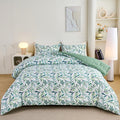 Fluffy Down Alternative 3-Piece Floral Comforter Set King Size, Green and White Botanical, Soft Microfiber All-Season Bedding for Adults & Teens - Hypoallergenic Ultra-Fluffy Quilt for Winter - Default Title