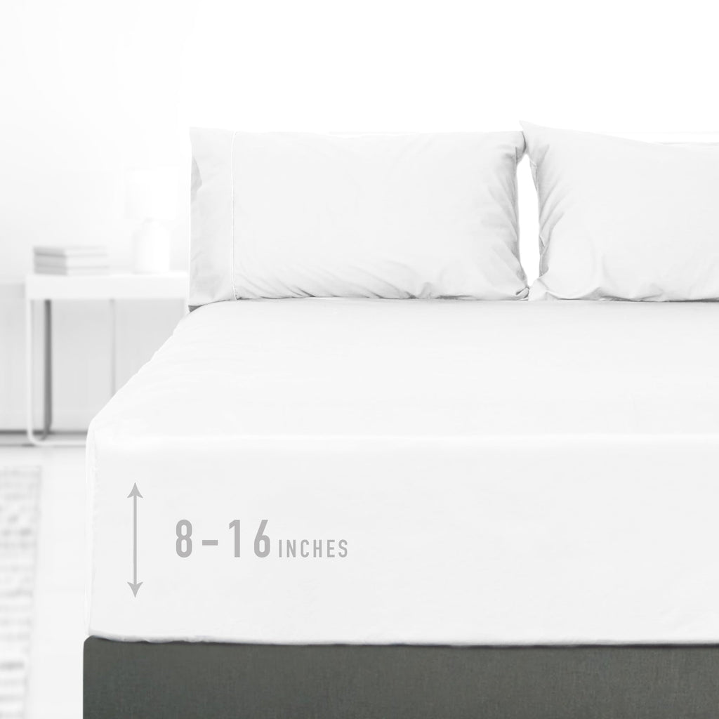 Wrinkle-Resistant 100% Cotton Queen Size Fitted Sheet Only, 300 Thread Count White Fitted Bed Sheet with 22” Extra Deep Pocket, Soft & ... - Cooling Hotel Quality Bedding Sheets and Pillowcases - Default Title