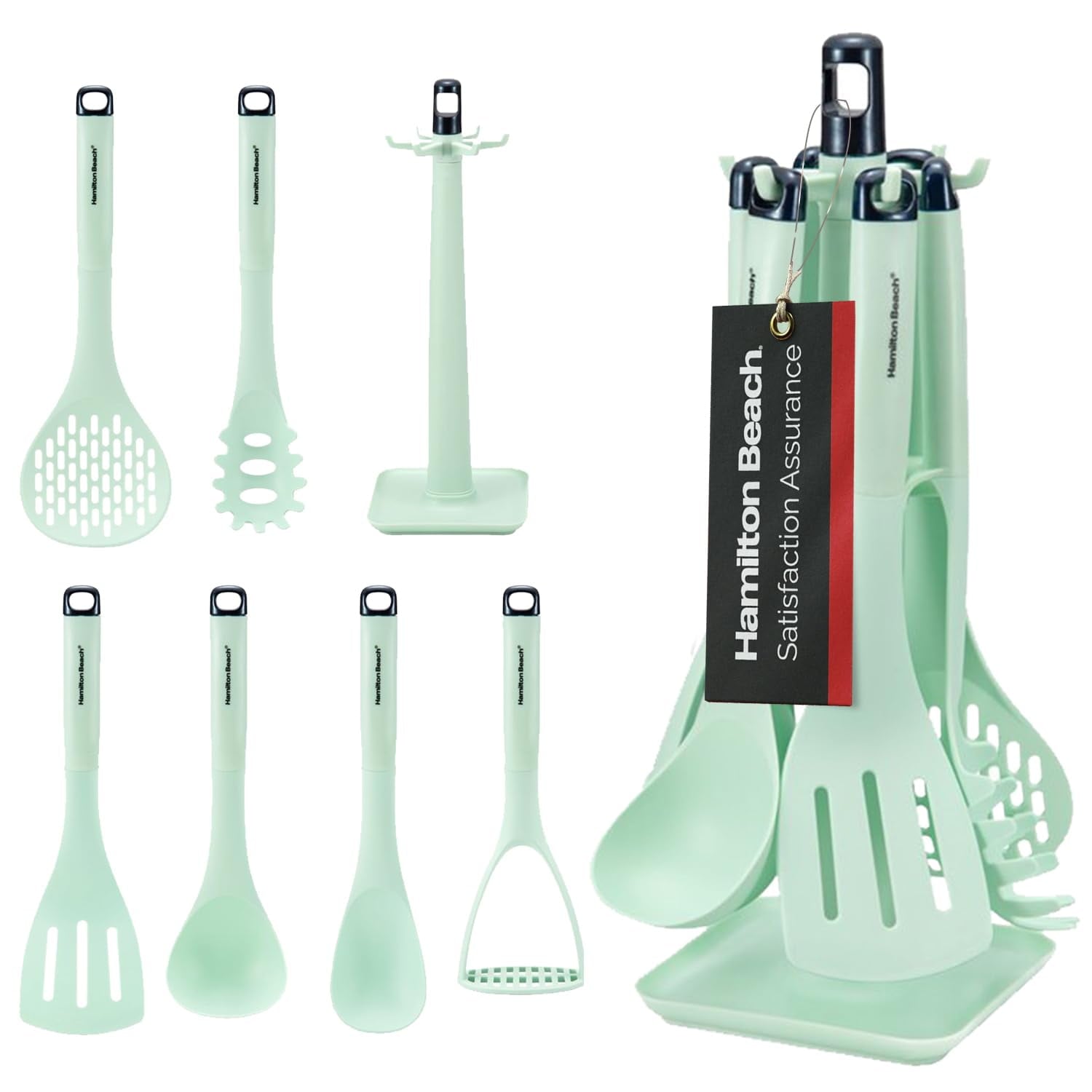 Ergonomic Cooking Kitchen Utensil Set 7 Piece | Cooking Utensil set Slotted turner, Ladle Skimmer, Pasta Server, Potato Masher, S... - Heat-Resistant Silicone Cooking Spatula Turner - Default Title