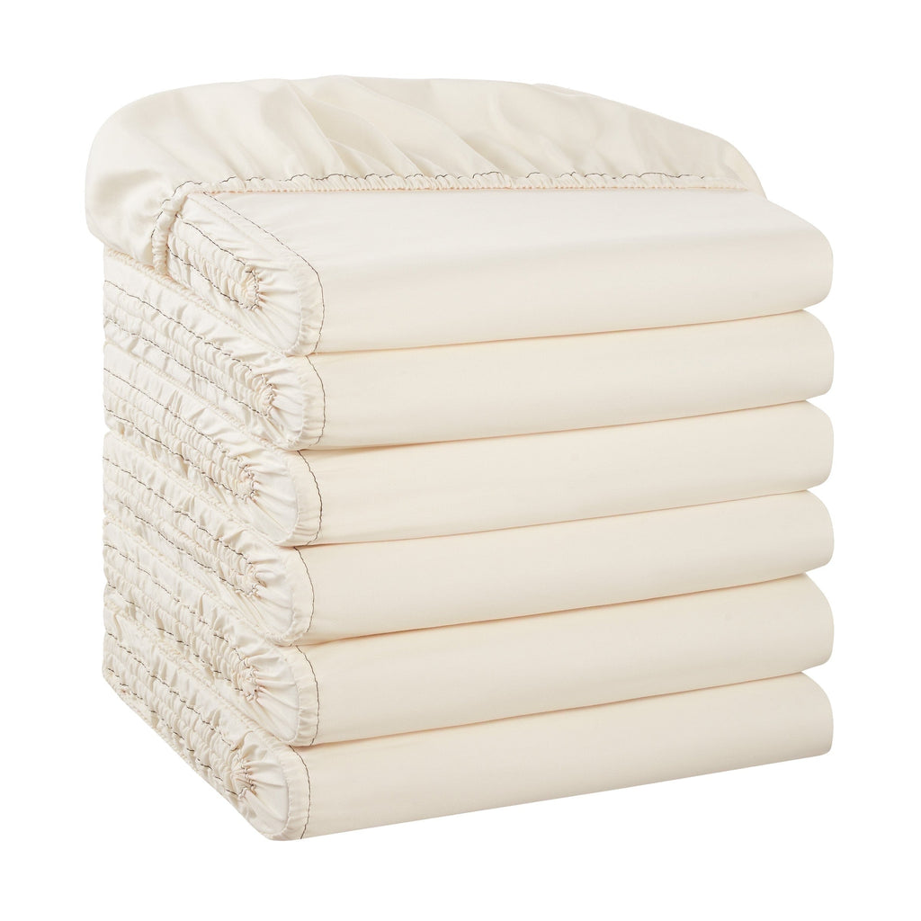 Cooling Sateen Brushed Microfiber Fitted Sheets - Bedding Essentials - Full - (6 Pack) Ivory - Cooling Hotel Quality Bedding Sheets and Pillowcases - Default Title