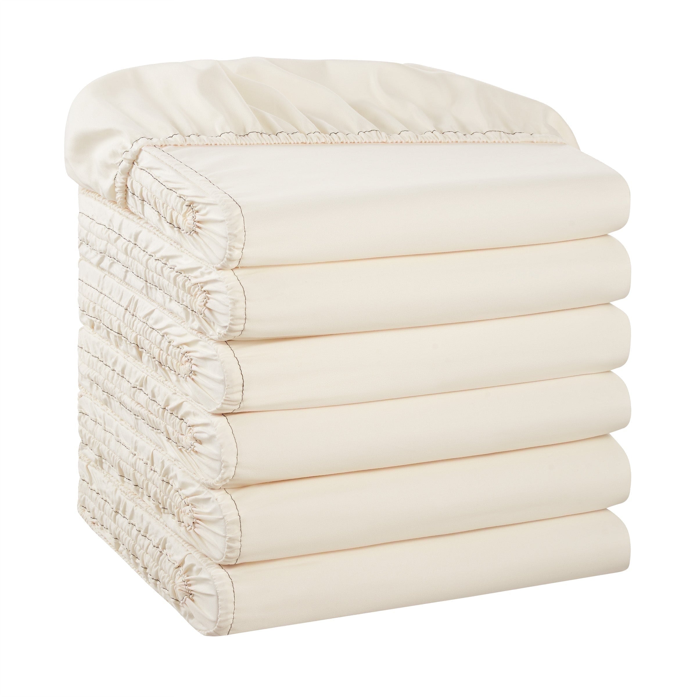 Cooling Sateen Brushed Microfiber Fitted Sheets - Bedding Essentials - Full - (6 Pack) Ivory - Cooling Hotel Quality Bedding Sheets and Pillowcases - Default Title