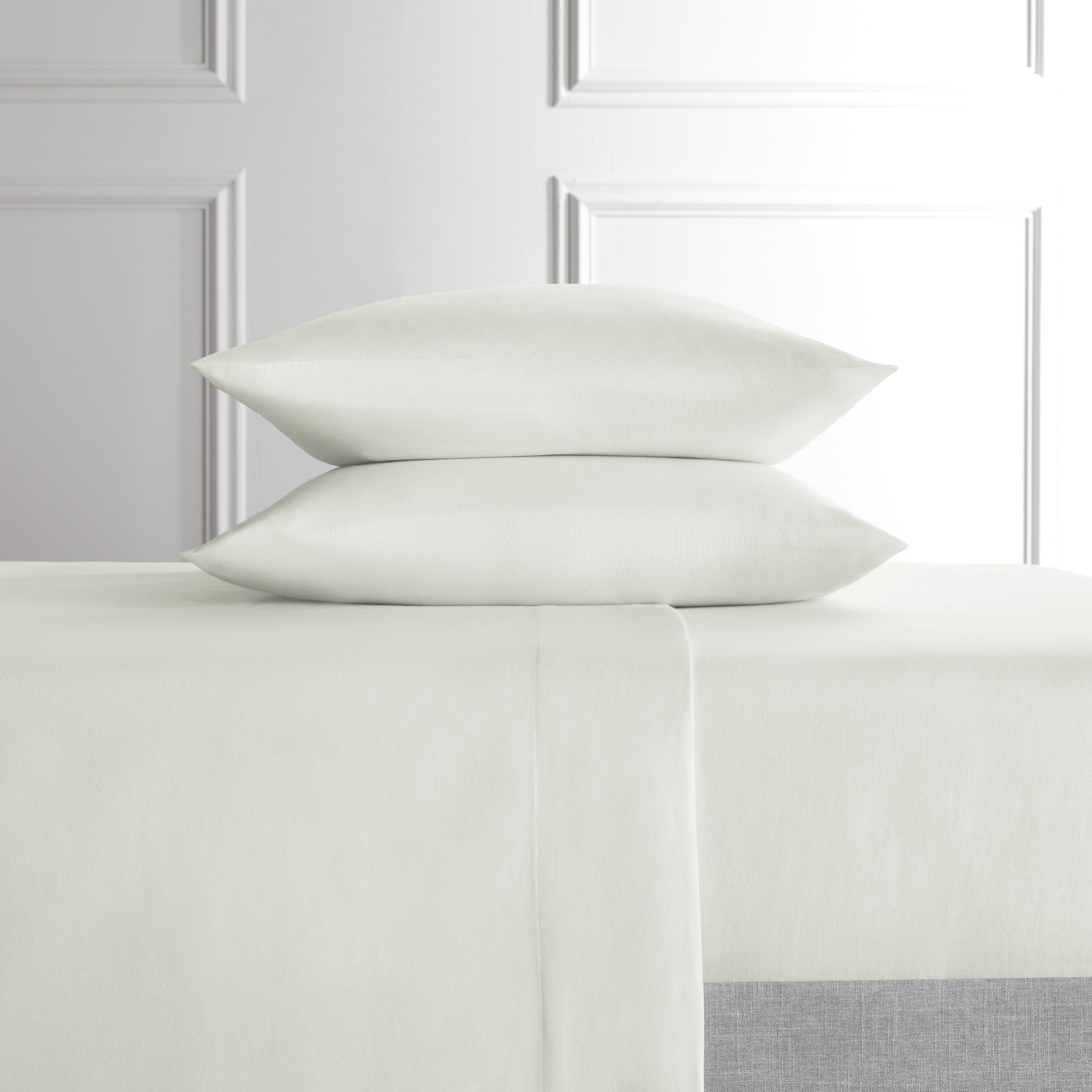 Premium Egyptian Cotton 4-Piece White Lyocell & Linen Blend Percale Bed Sheet Set, Queen - Breathable Egyptian Cotton Flat & Fitted Sheets - Default Title