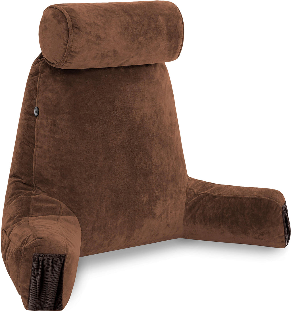 Decorative Plump Medium Chocolate Brown, Backrest - Detach Neck Roll, Removable Cover - Decorative Throw Pillow Cushion for Sofa & Bed - Default Title