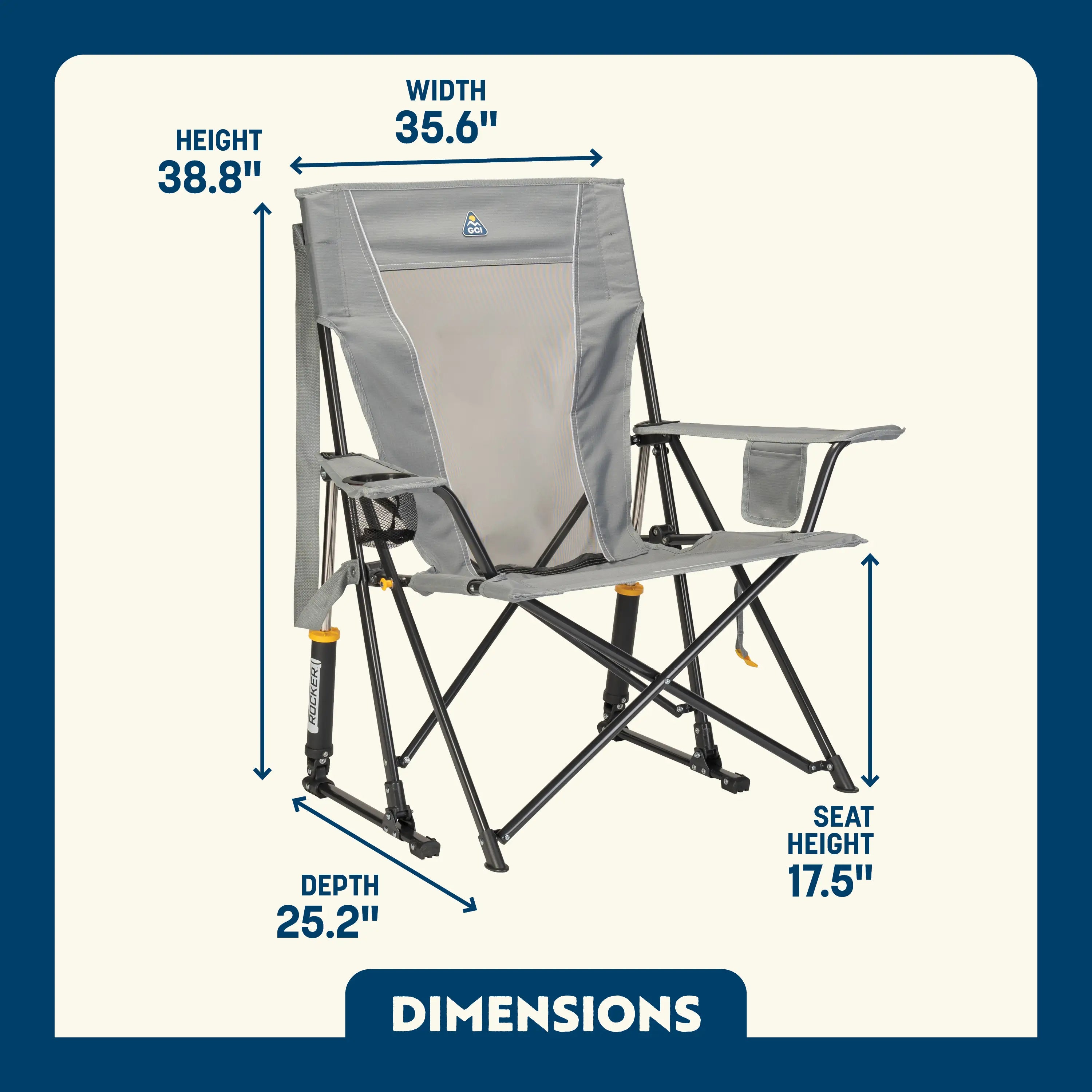 Premium All-Weather Comfort Pro Rocker - Choice 375 - Freestyle Rocker Portable Outdoor Folding Chair Detail