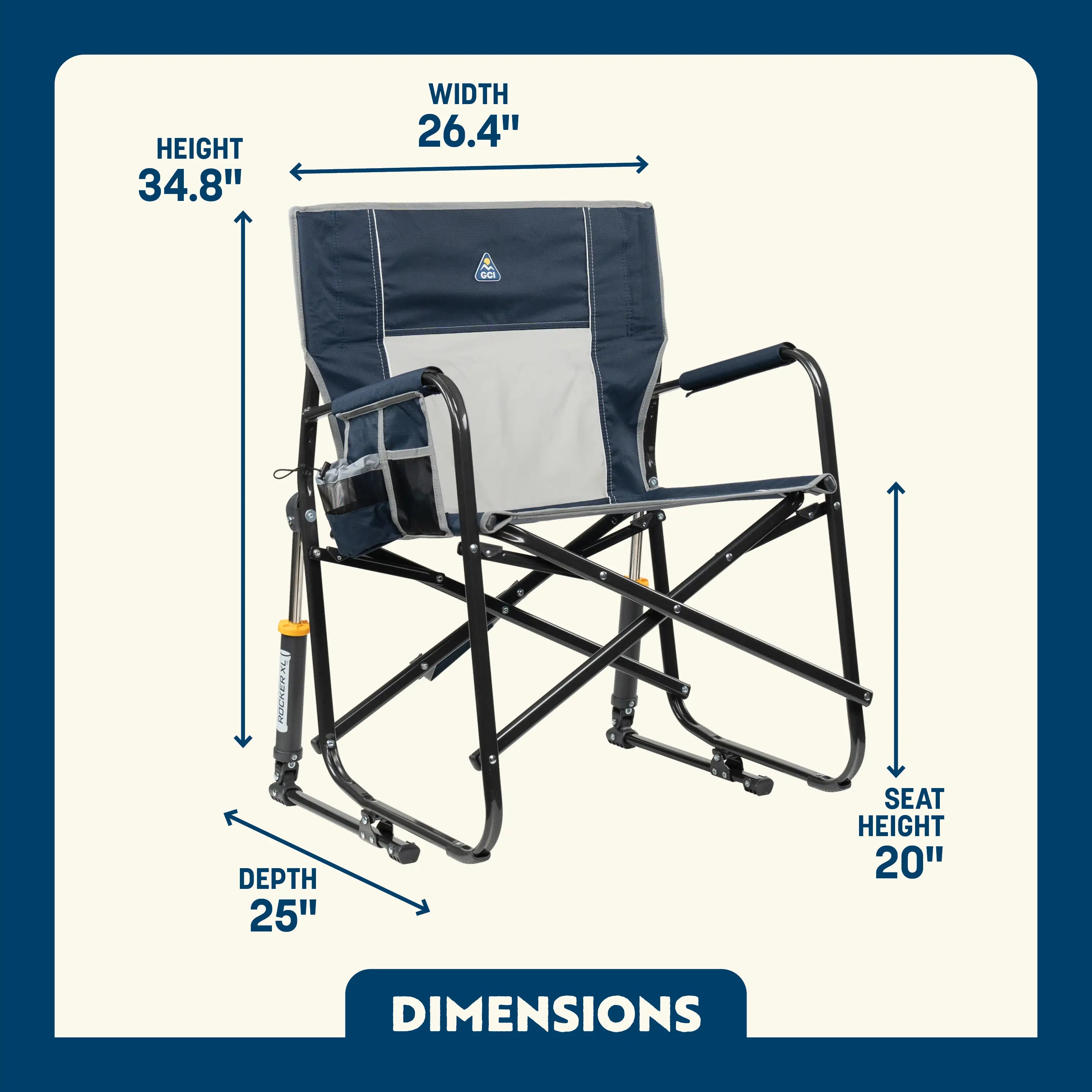 Luxury Camp Freestyle Rocker XL - Choice 552 - Heavy-Duty Kickback Rocker with Beverage Holder Detail