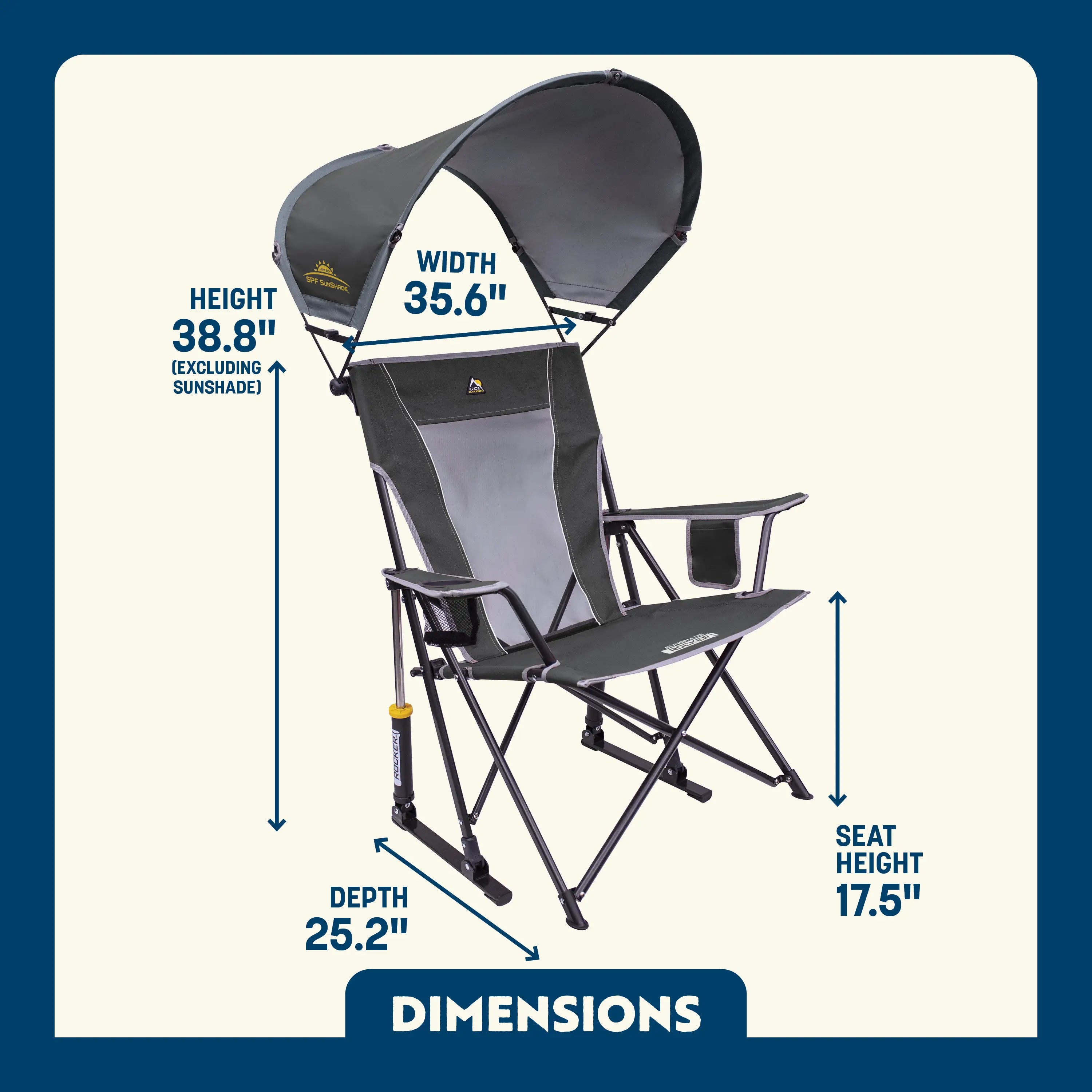 Patented Spring-Action SunShade Rocker - Choice 550 - Heavy-Duty Kickback Rocker with Beverage Holder Detail