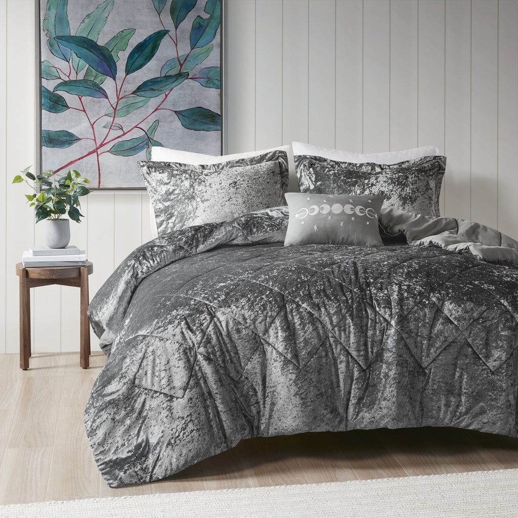 Heavyweight Warmth King/Cal King Size Comforter Sets, Velvet Bedding Comforter Set for All Seasons, Grey Bedding Set with Decor Pillow, ... - Luxurious Quilted Duvet Cover Set - Default Title