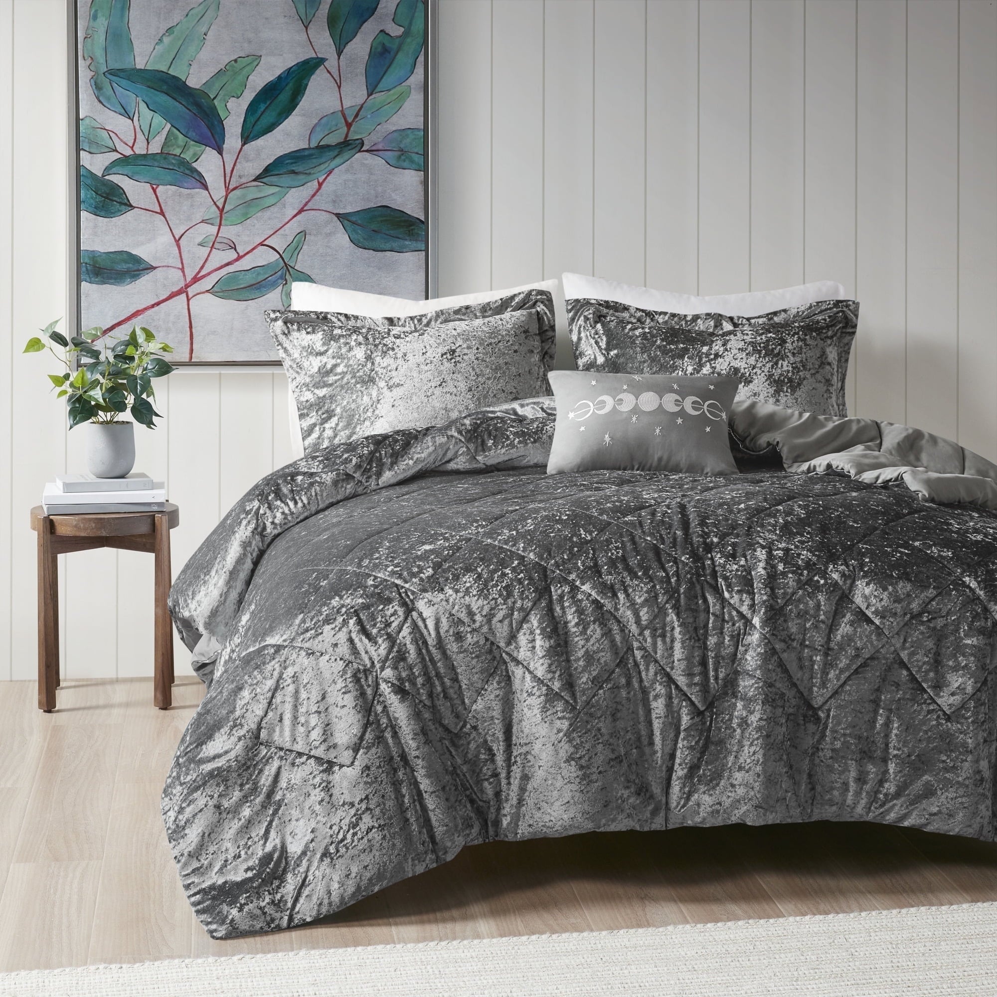 Heavyweight Warmth King/Cal King Size Comforter Sets, Velvet Bedding Comforter Set for All Seasons, Grey Bedding Set with Decor Pillow, ... - Luxurious Quilted Duvet Cover Set - Default Title