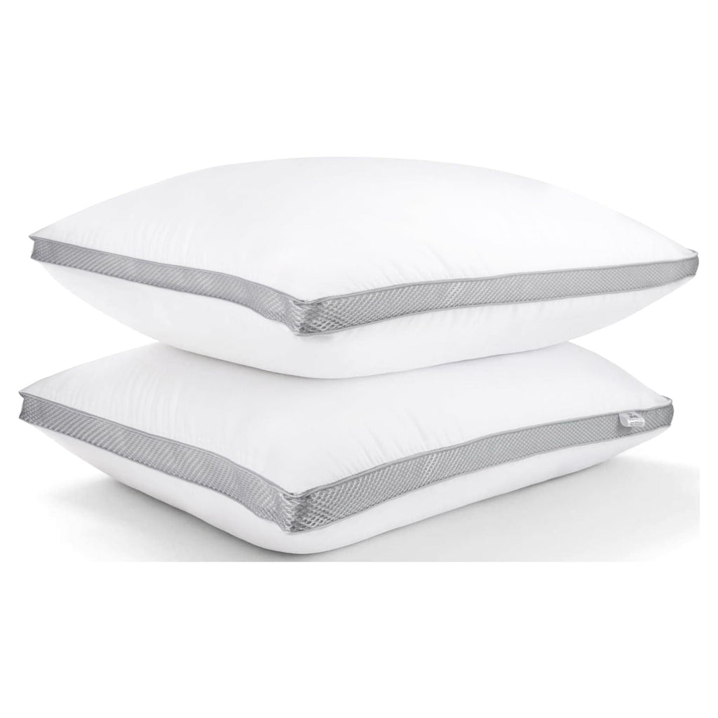 Ergonomic Memory Foam 2 Pack Cotton Down Alternative Pillows,Queen Size Bed Pillows Gusseted Hypoallergenic - Hotel Quality Plush Sleeping Pillows - Default Title