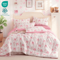 Luxurious Quilted Pink Bowknot Girls Comforter Set Twin Size, 3 Pieces Bows Princess Style Bedding Set for Girls for All Season - Cloud-Like Soft Lightweight Bed Comforter - Default Title
