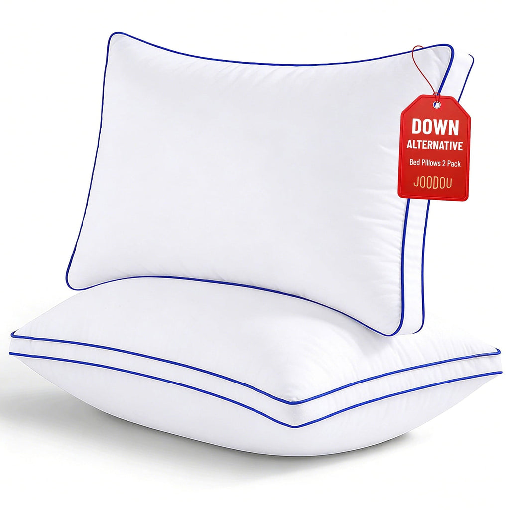 Orthopedic Support Pillows Queen Size Set of 2 Bed Pillows 2 Pack Down Alternative Hotel Pillows for Side Sleepers and Back Sleepers Gus... - Ergonomic Memory Foam Pillow for Neck Pain Support - Default Title