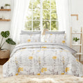 Hypoallergenic Cloud 3 Piece Comforter Set Queen Yellow Floral Quilt Microfiber Patchwork Bedspread - Luxurious Quilted Duvet Cover Set - Default Title