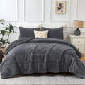 Hypoallergenic Cloud 3 Piece Fleece Queen Comforter Set - Soft & Warm Fluffy Dark Gray Sherpa Bedding , Fuzzy Heavy Double Sided Design Wi... - Cloud-Like Soft Lightweight Bed Comforter - Default Title