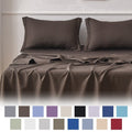 Premium Egyptian Cotton Bed Sheets Set 4 Piece Queen/Full Sheet Set Brown Gray Cotton Blend Fitted Sheet, Flat Sheet & 2 Pillowcases Bedding Set - Luxury Bed Sheet Set with Deep Pockets - Default Title